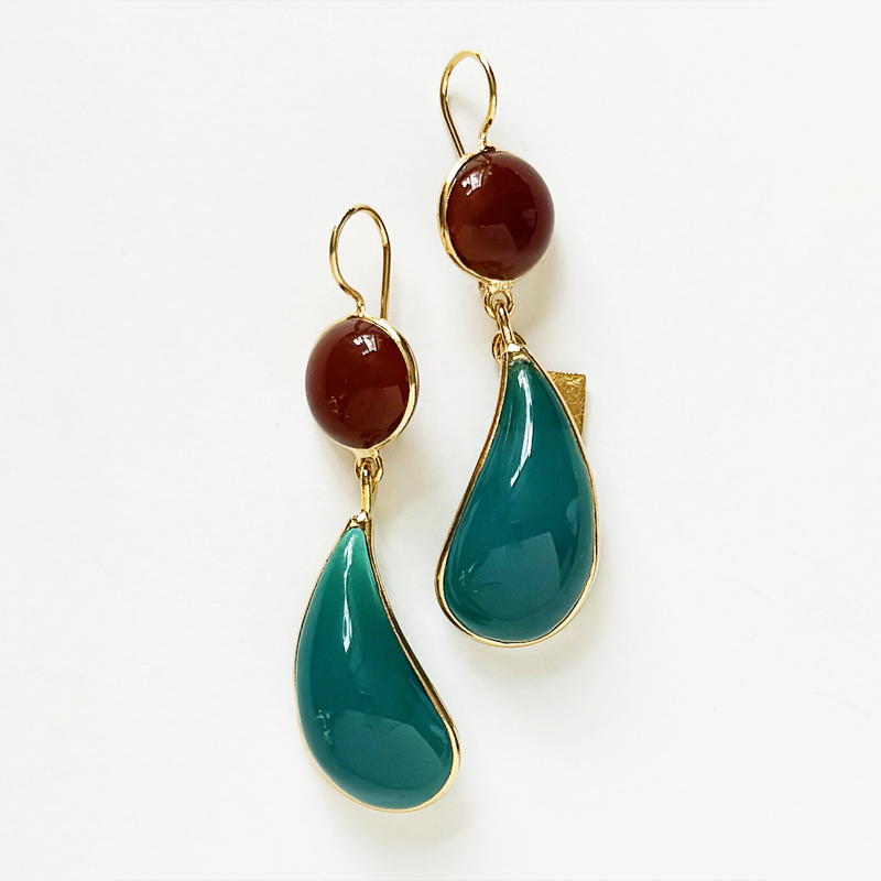 Loulou De La Falaise Bi-Color Teardrop Earrings, Green / Ruby
