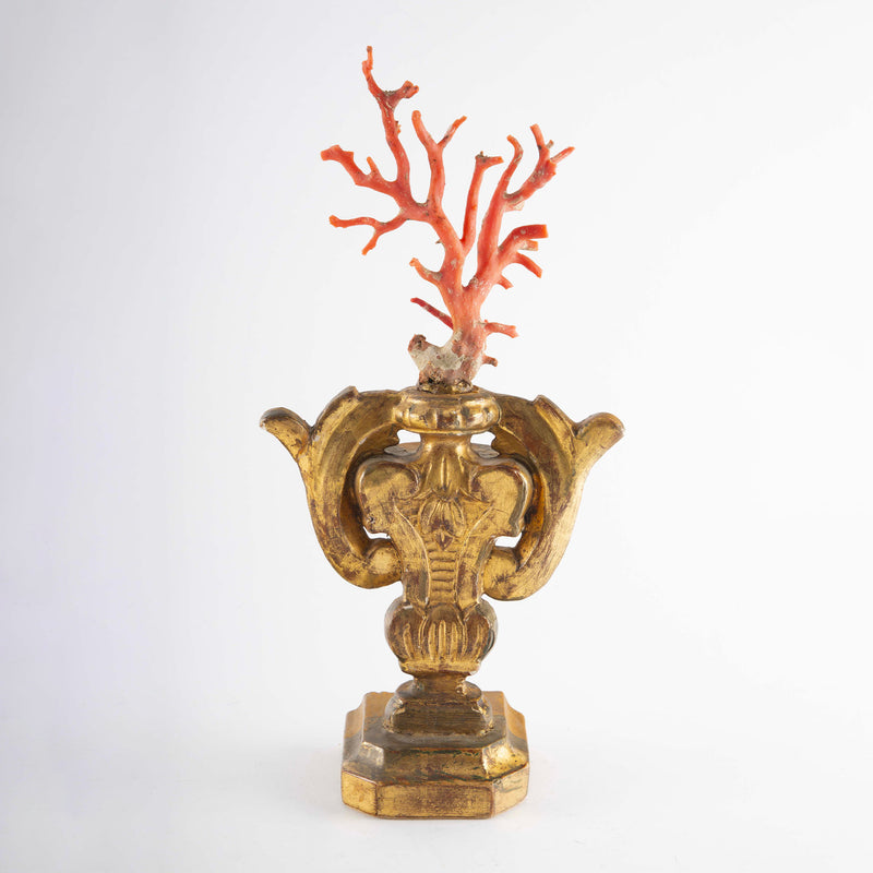 Treasures of the Sea: Large Mounted Mediterranean Coral on an Antique Gilt Base