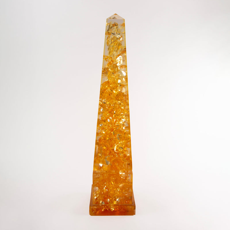 Light Within: Amber Crackle Lucite Obelisk