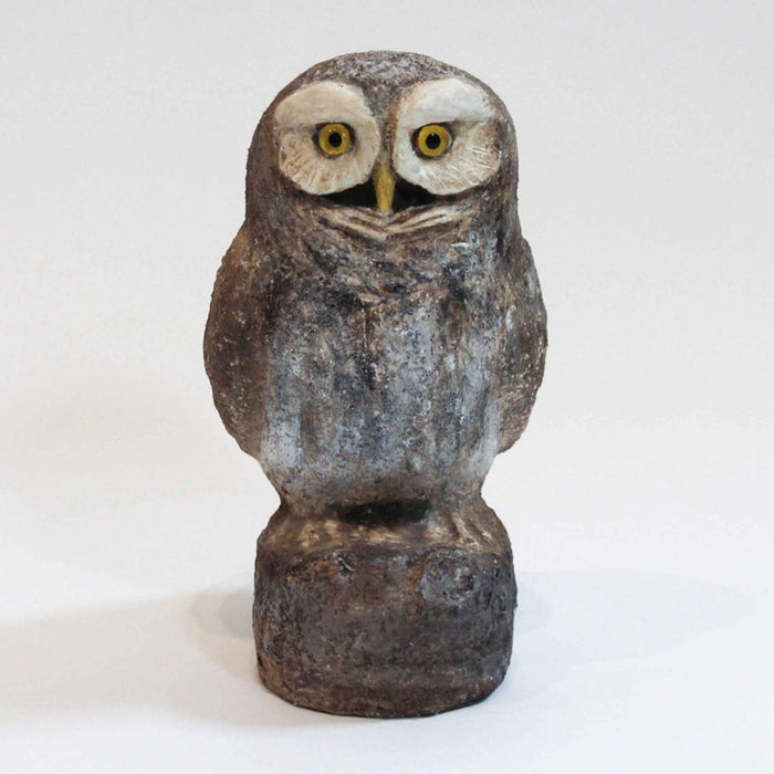 Contemporary French Folk Art Papier-Mâché Owl Sculpture, 8.25" H