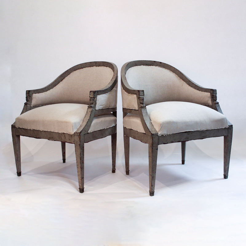 Pair of Swedish Empire Painted Klismos Armchairs2123272003