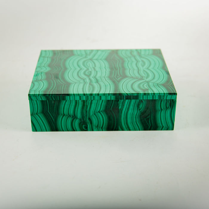 Richly Figured Malachite Box with Fitted Lid 8"