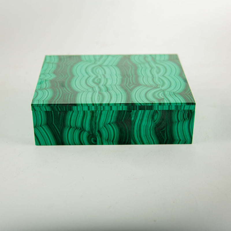 Richly Figured Malachite Box with Fitted Lid 8"