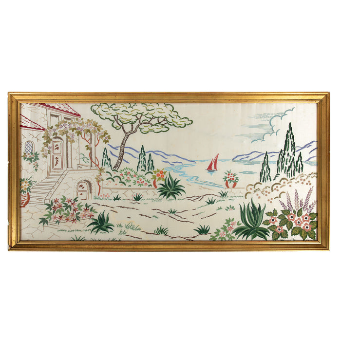 Embroidered Escape: Early 20th Embroidered Landscape on Silk