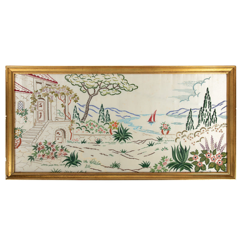 Embroidered Escape: Early 20th Embroidered Landscape on Silk