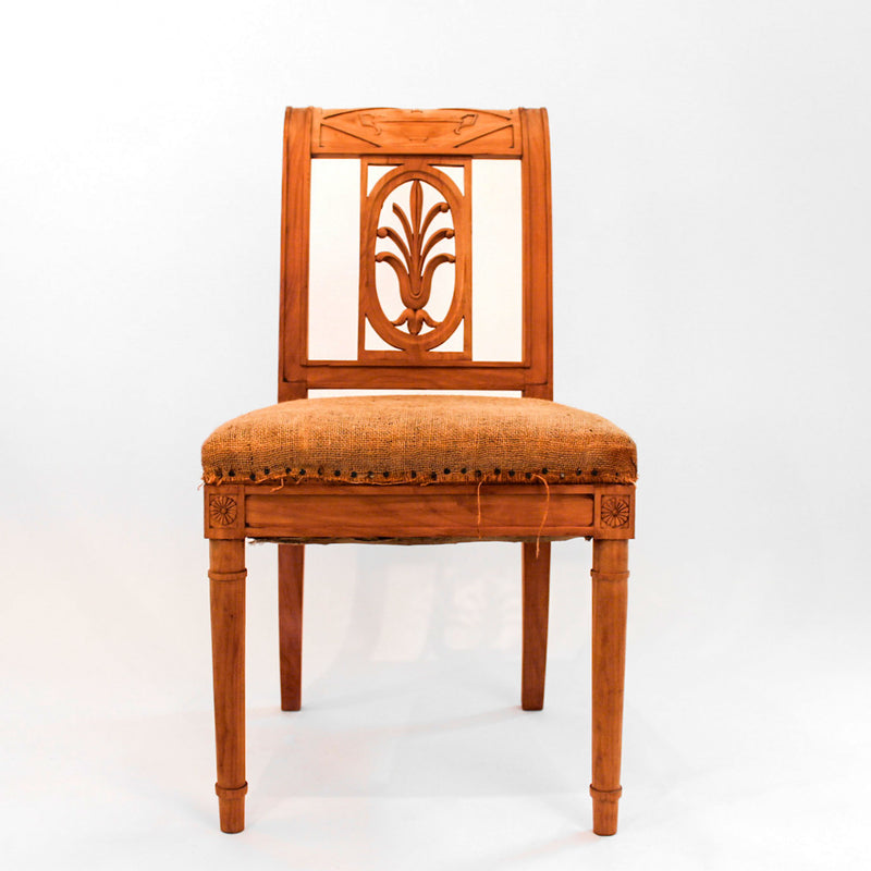 Set of Four French Directoire Period Carved Wood Side Chairs, Circa 1795
