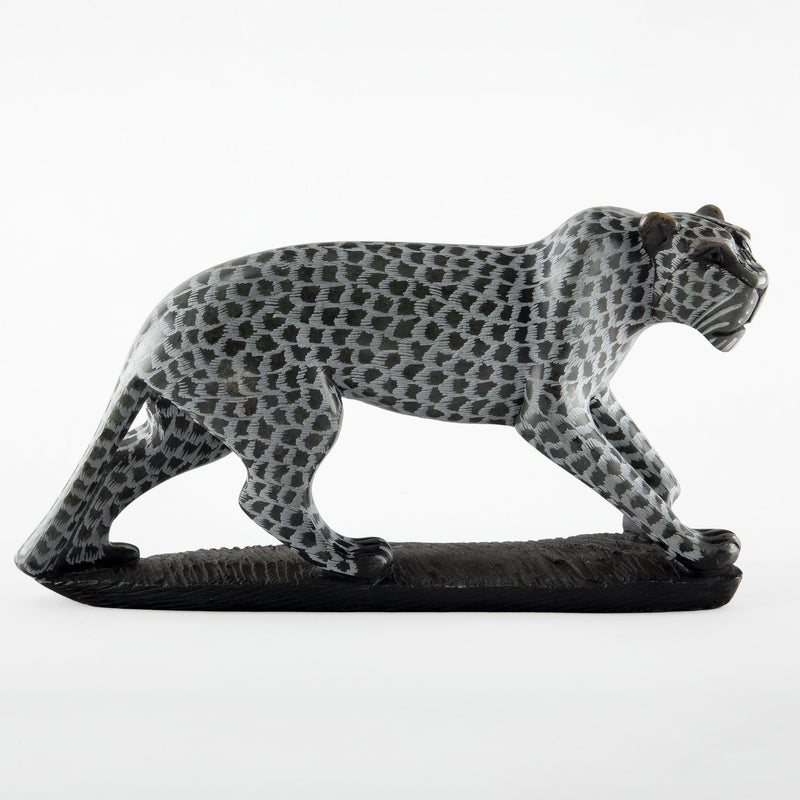 The Silent Stalk: Carved Soapstone Leopard