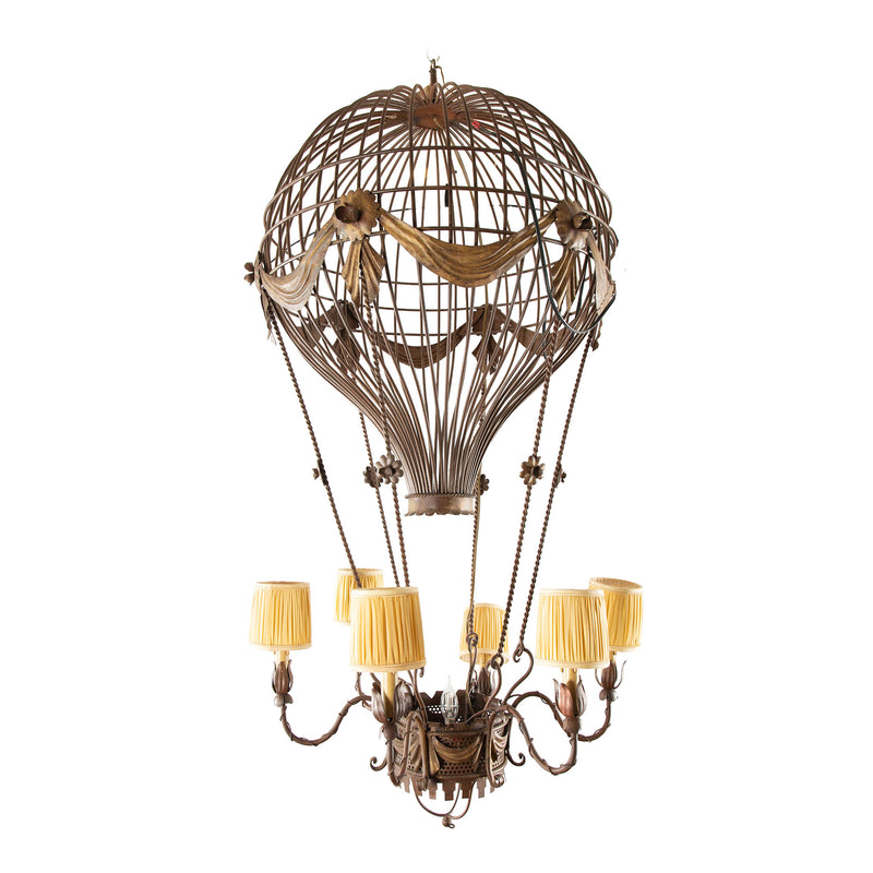 Up, Up and Away: Large Vintage Hot Air Ballon Chandelier, 58" H