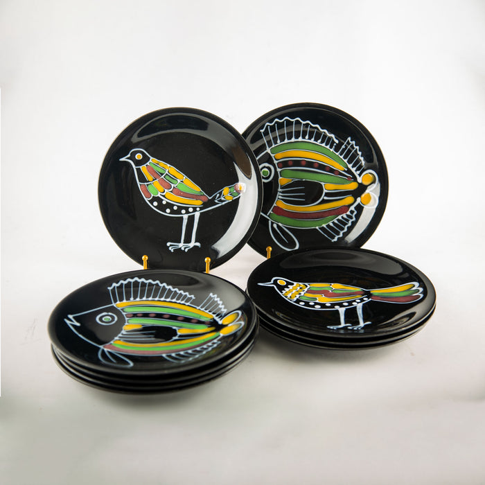 Rare Set of Twelve Robert Picault Vallauris Bird & Fish Faience Plates, 1960's