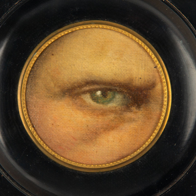 19th-Century Lover's Eye Fragment in an Ebonized Frame
