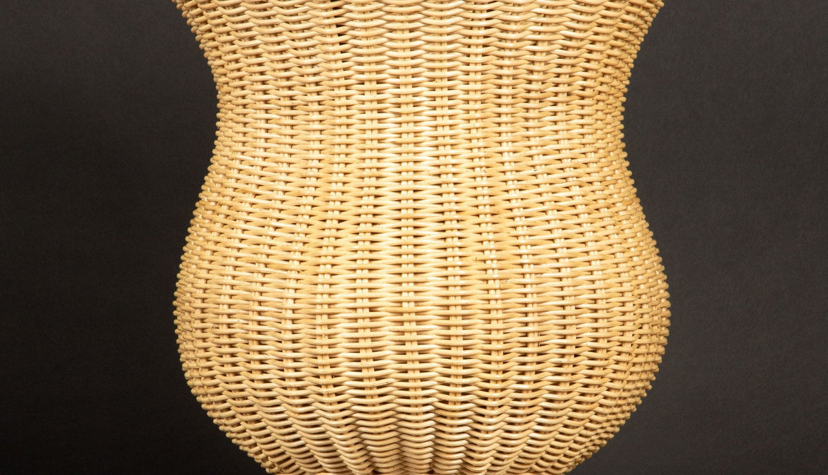 Tall Chantilly Rattan Urn on Pedestal by Creel and Gow 74.75"H