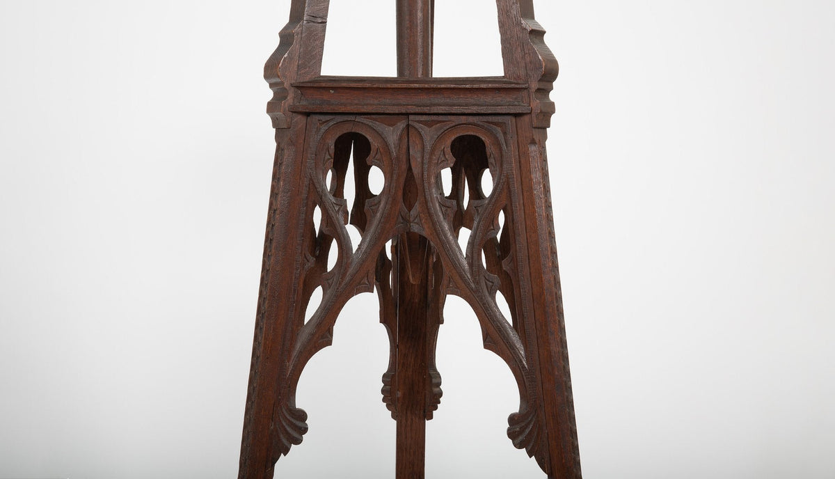 Gothic Revival Carved Oak Rotating Display Stand, 19th Century