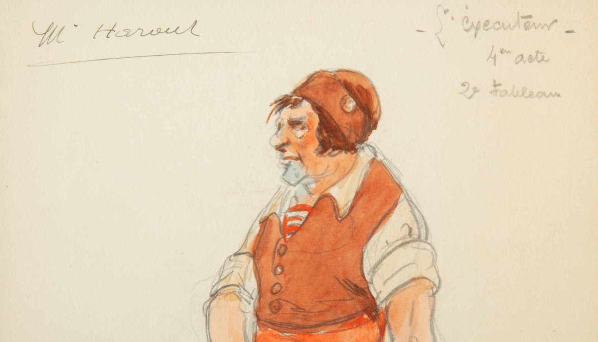 Framed Original Opera Costume Design Water Color, By Charles Betout 2