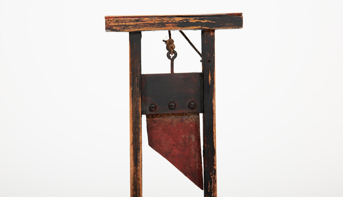 Revolution Reduced: 19th C Model of a Guillotine w/ Buckets and a Mop