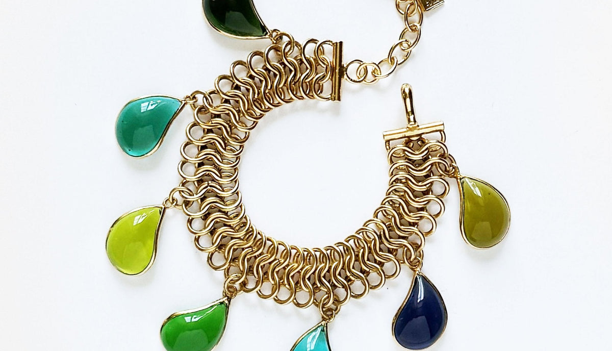 Loulou De La Falaise Teardrop Bracelet, Green