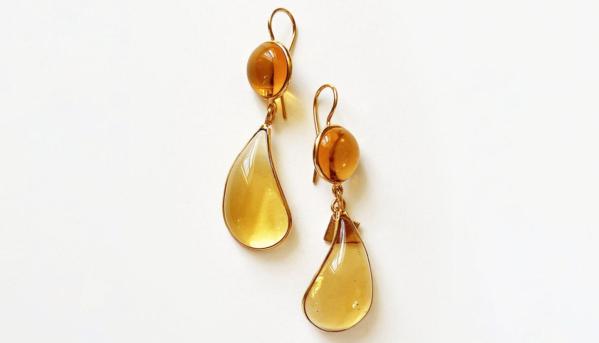 Loulou De La Falaise Bi-Color Teardrop Earrings, Sunflower/Honey