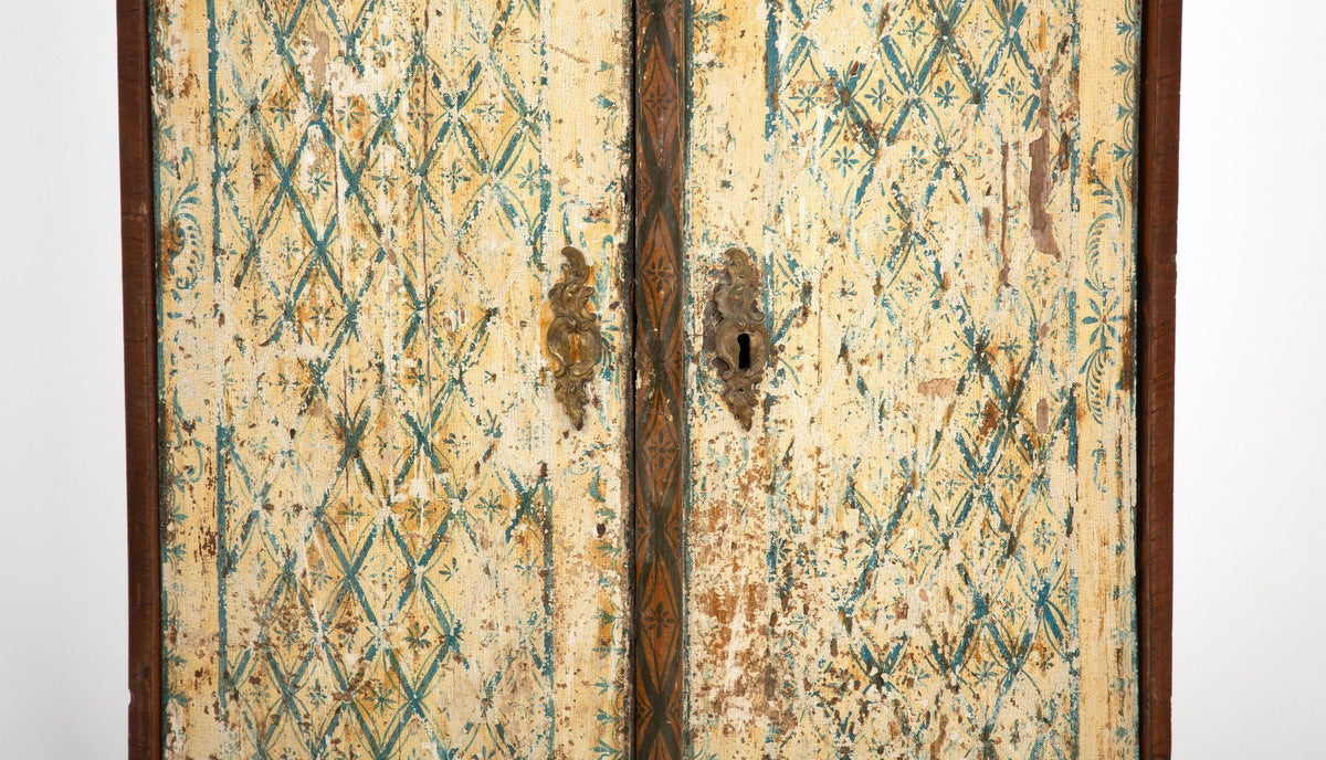 Where Walls Meet: 19th C Corner Cabinet w/ Painted Doors