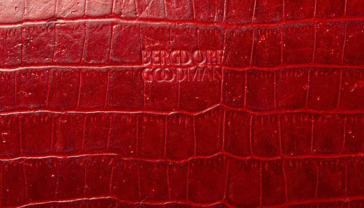 Vintage Bergdorf Goodman Embossed Faux Crocodile Leather Umbrella Stand