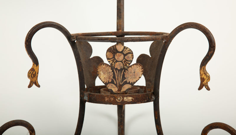 Double-Tier Tole-Painted Iron Jardinière Stand