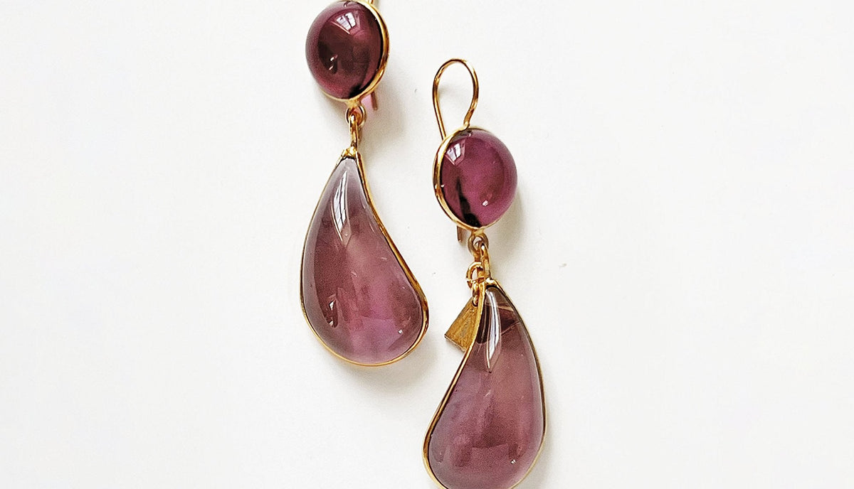 Loulou De La Falaise Bi-Color Teardrop Earrings, Rose/Lilac