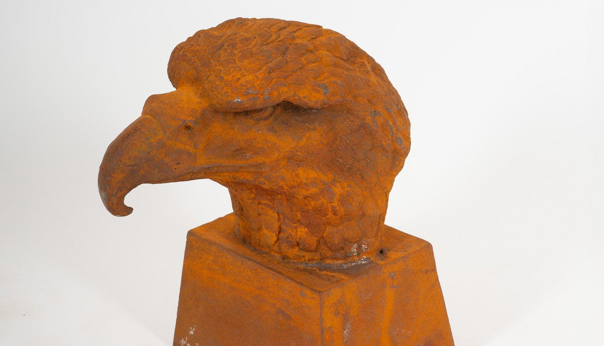 The Watchful Eagle: Iron Cast Eagle Head Sculpture