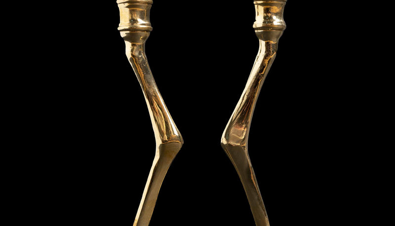 Brass Tingis Bird Foot Candlesticks, Pair