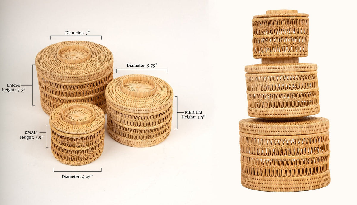 Knotted Rattan Boxes