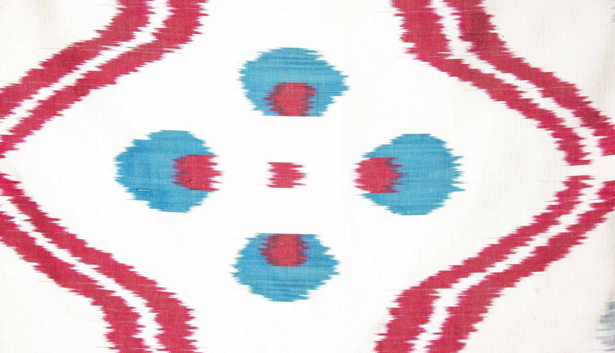 Ikat Pillowcover, Abstract Red, White, and Blue