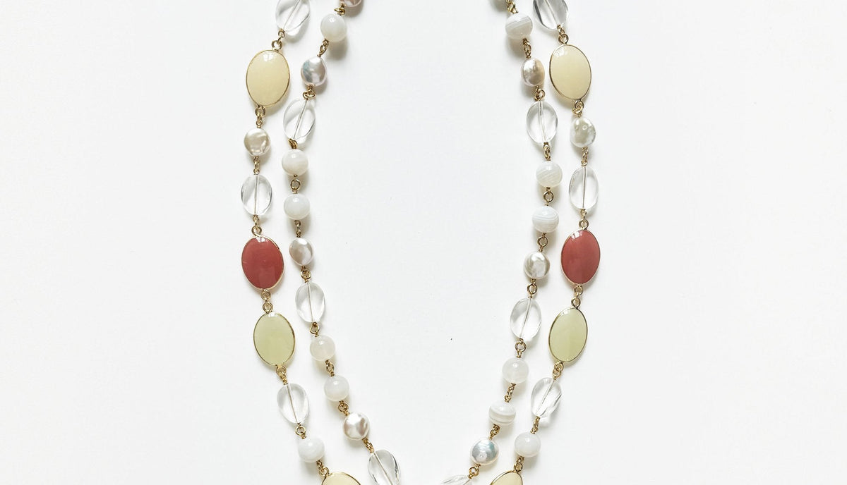 Loulou De La Falaise Two Row Long Pebble Necklace, Agate