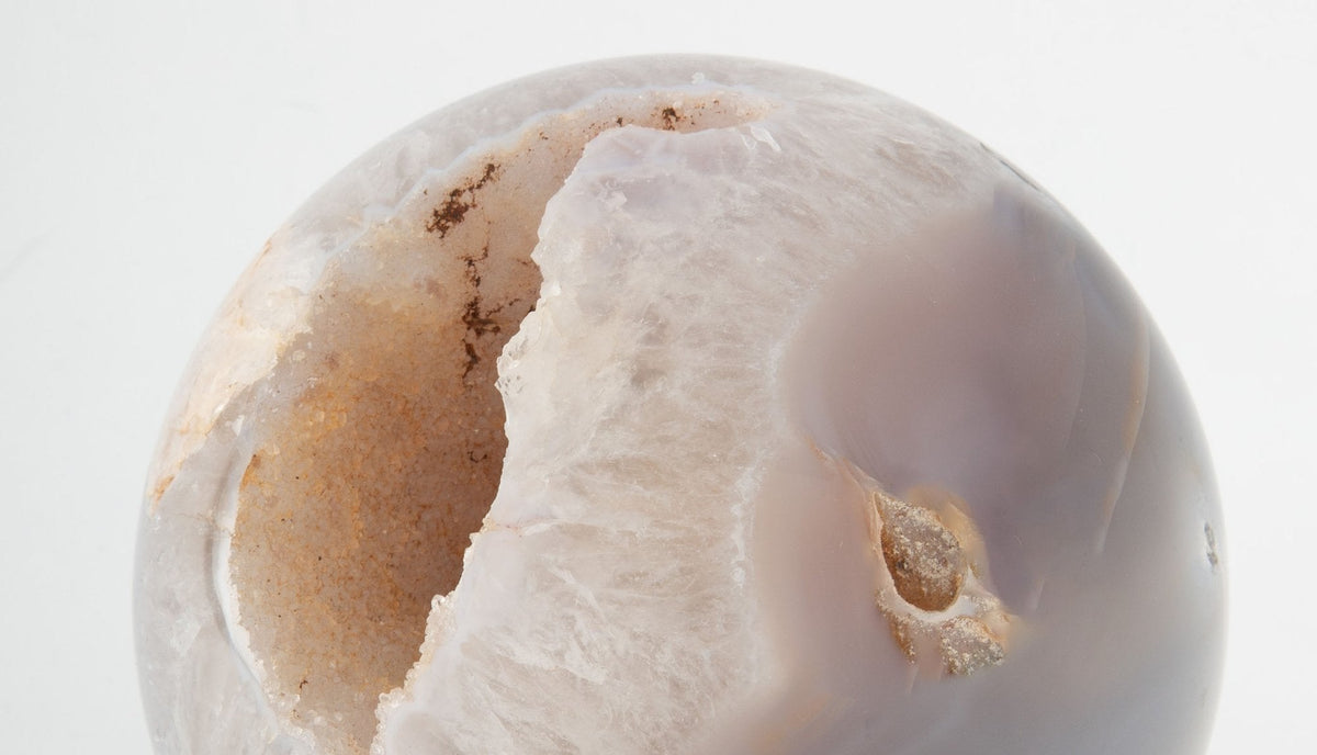 Agate Rock Crystal Geode, 4"