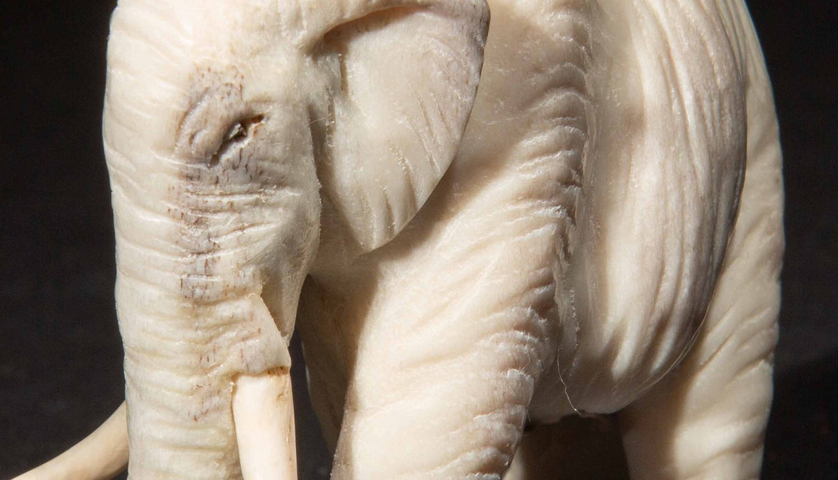 Hand Carved Moose Antler Elephant, 3"