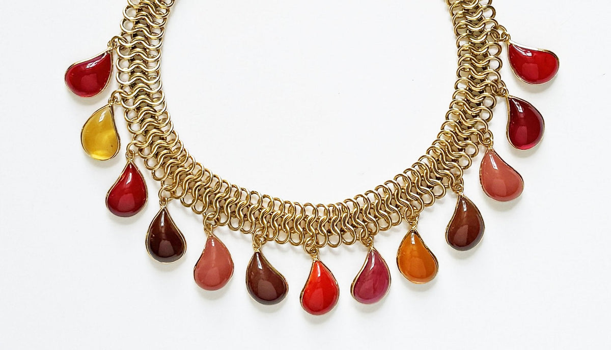 Loulou De La Falaise Teardrop Short Necklace, Red