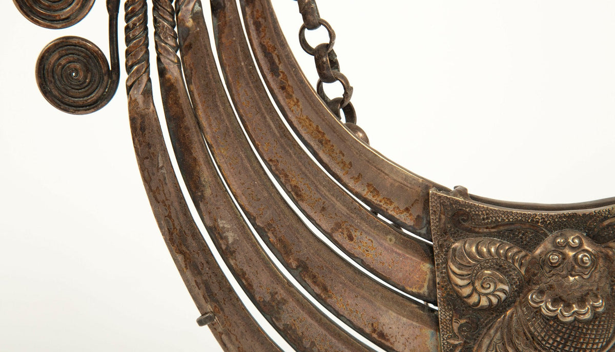 Symbols of Strength: Miao Minority Tribe Pectoral Necklace with Mythic Plaque
