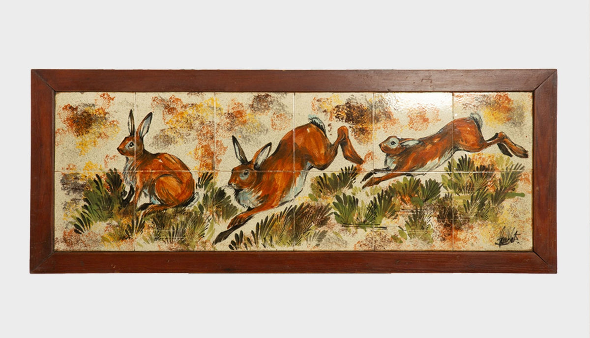 Hunting Scenes in Ceramic: A Set of Eight Mid-Century Panels