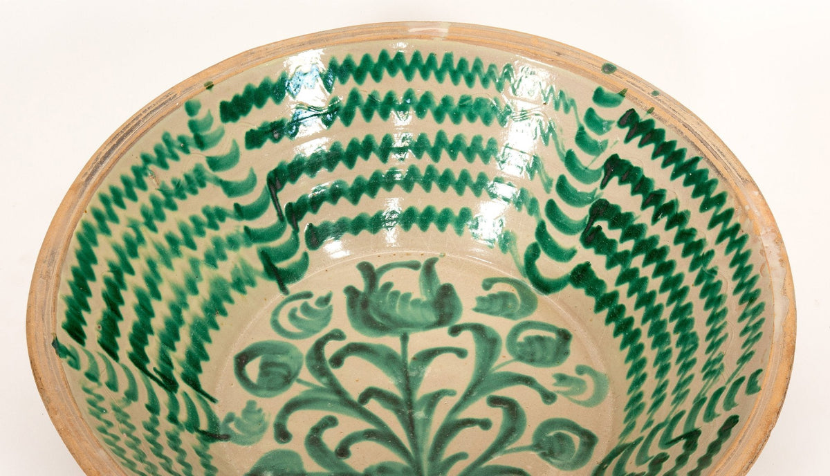 Large 19th-Century Spanish Fajalauza Lebrillo, Granada (28″ Diameter)