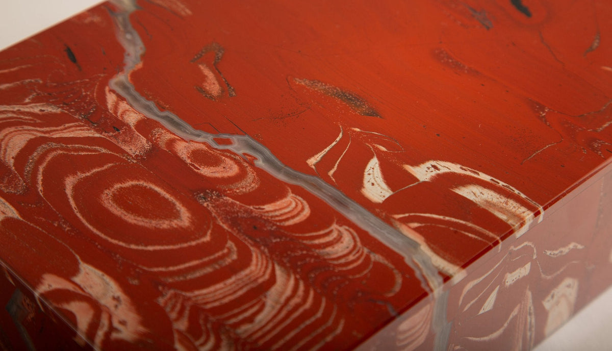 Exquisite Large Red Jasper Decorative Box, Made in India