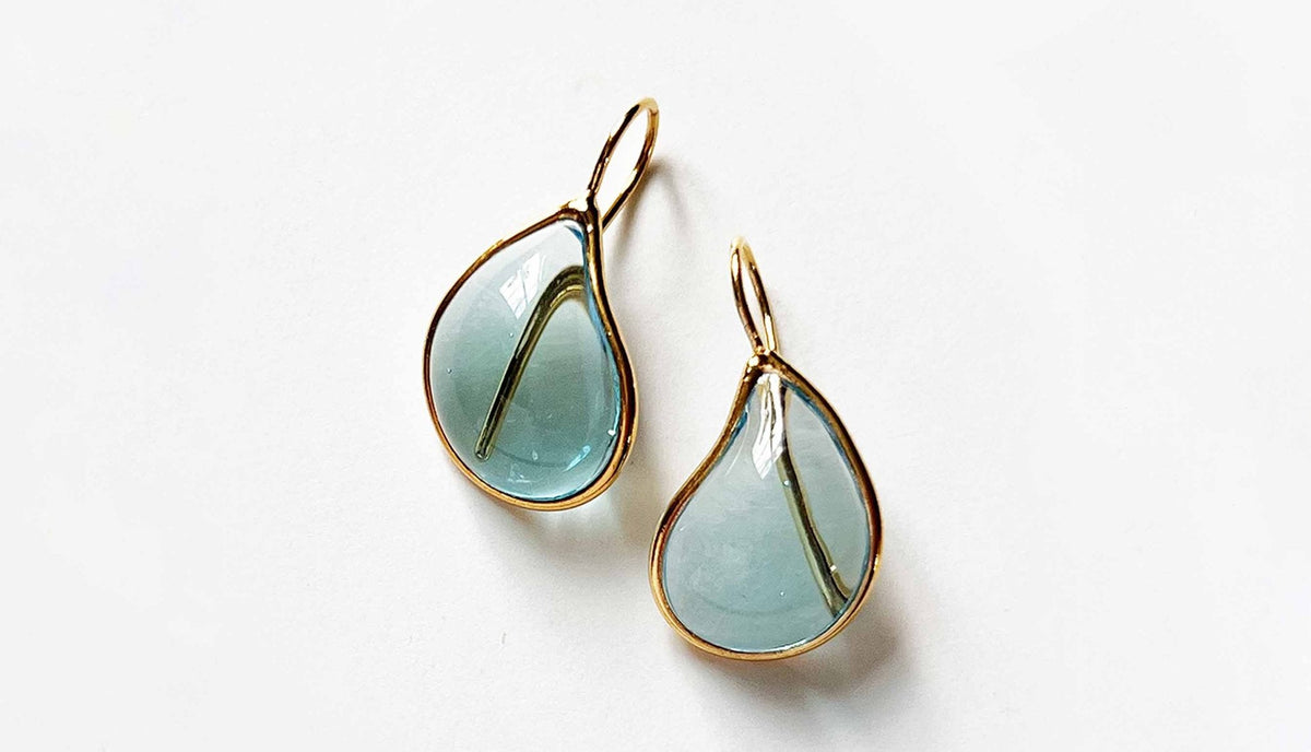 Loulou de la Falaise Teardrop Earrings, Aqua