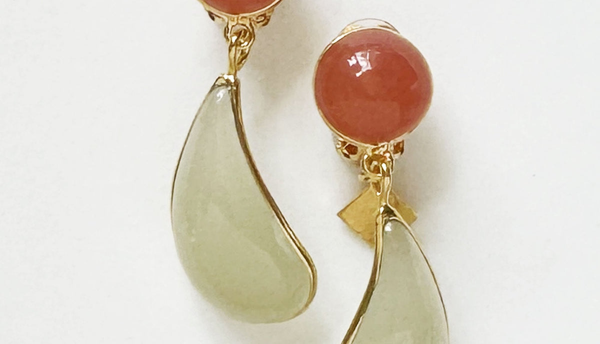 Loulou De La Falaise Bi-Color Teardrop Clip Earrings, Coral / Vanilla