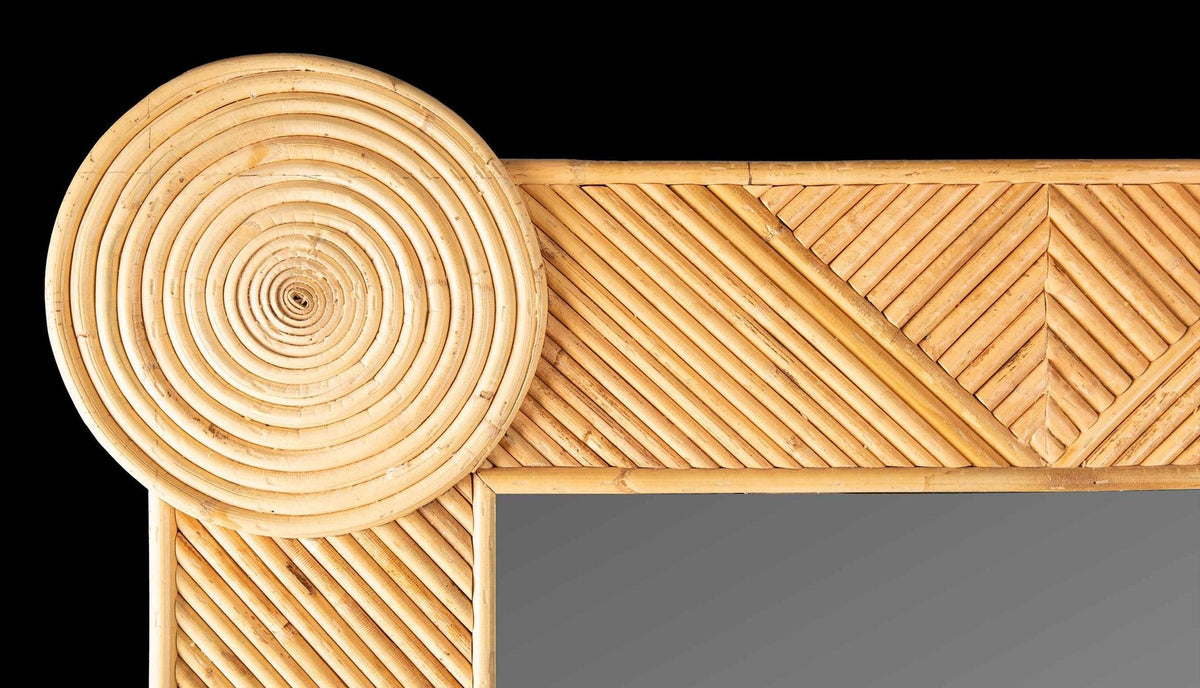Tall Pencil Reed Rattan Geometric Wall Mirror by Creel and Gow 58.5"H