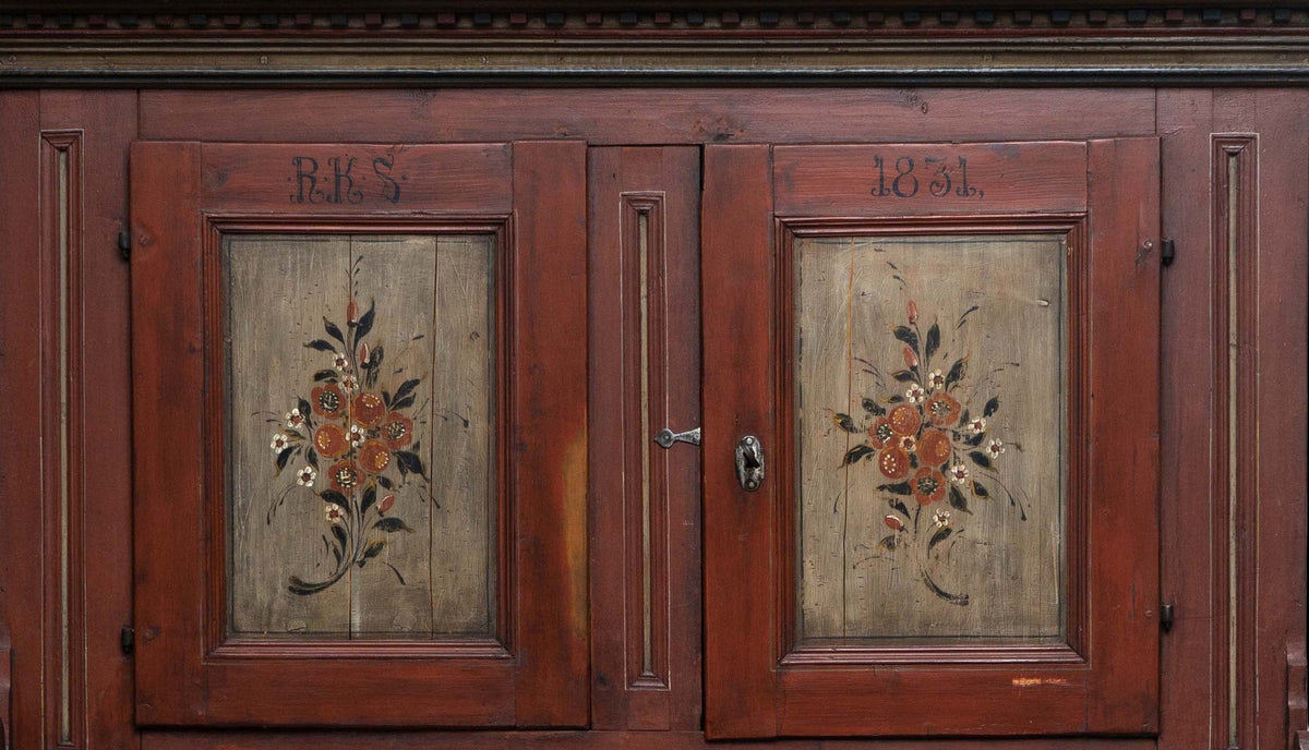 1831 Scandinavian Step-Back Pine Cupboard