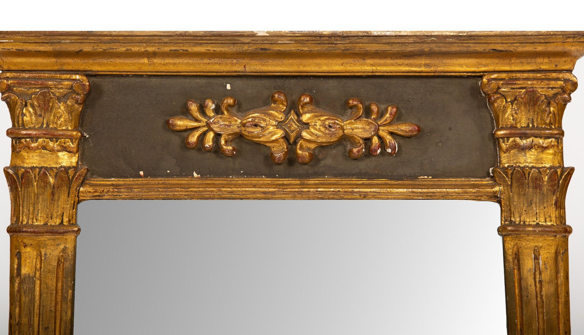 Gilded Reflections: French Empire Giltwood Mirror with Classical Relief