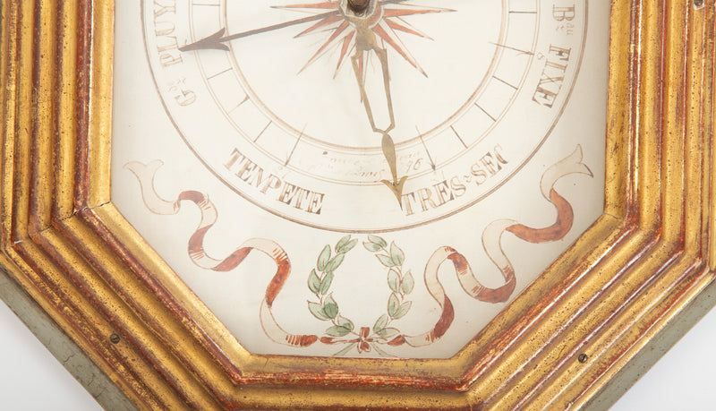 18th Century French Barometer w/ Gilt Octagonal Frame