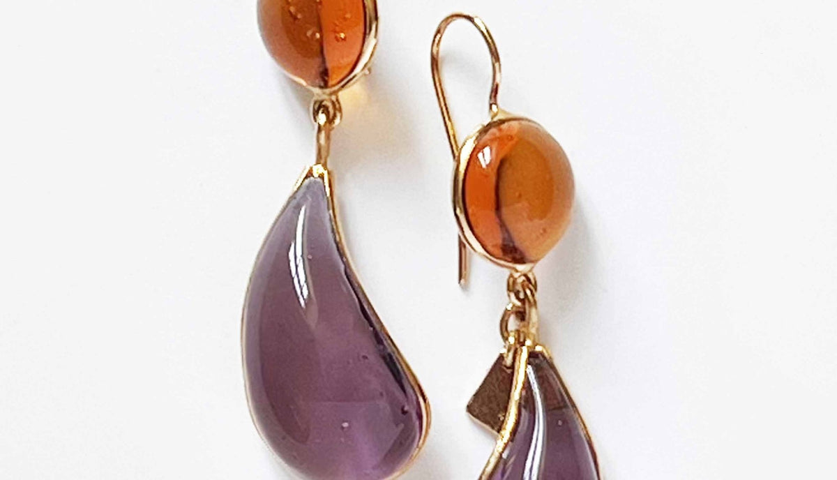 Loulou De La Falaise Bi-Color Teardrop, Amber/Lilac