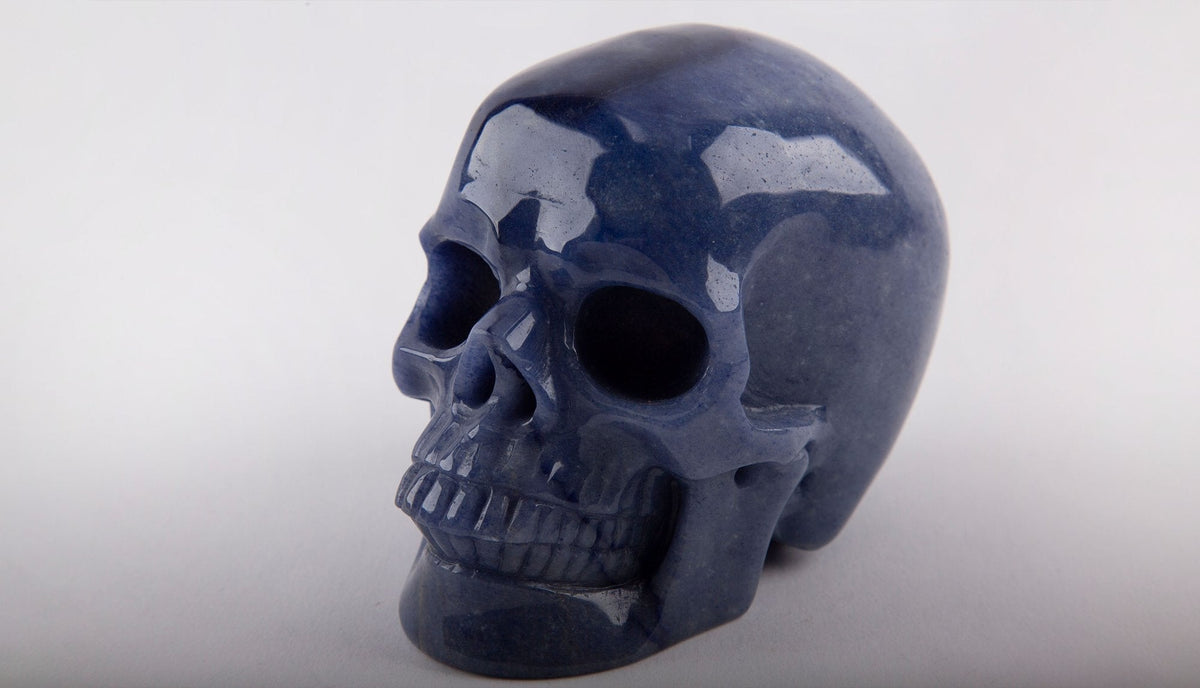 Blue Calcite Skull, 4"