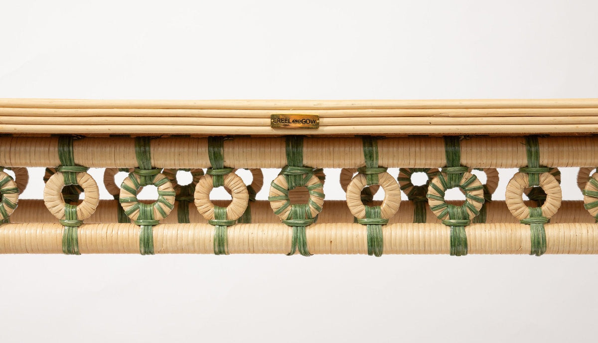 Green and Cream Rattan Console by Creel and Gow