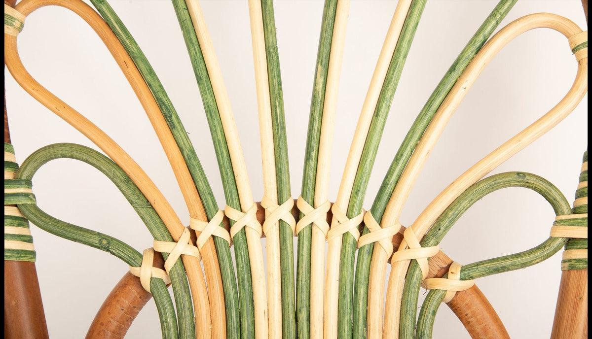 Green Peacock Rattan Side Chair by Creel and Gow