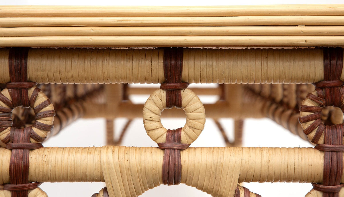 Brown Rattan Console by Creel and Gow