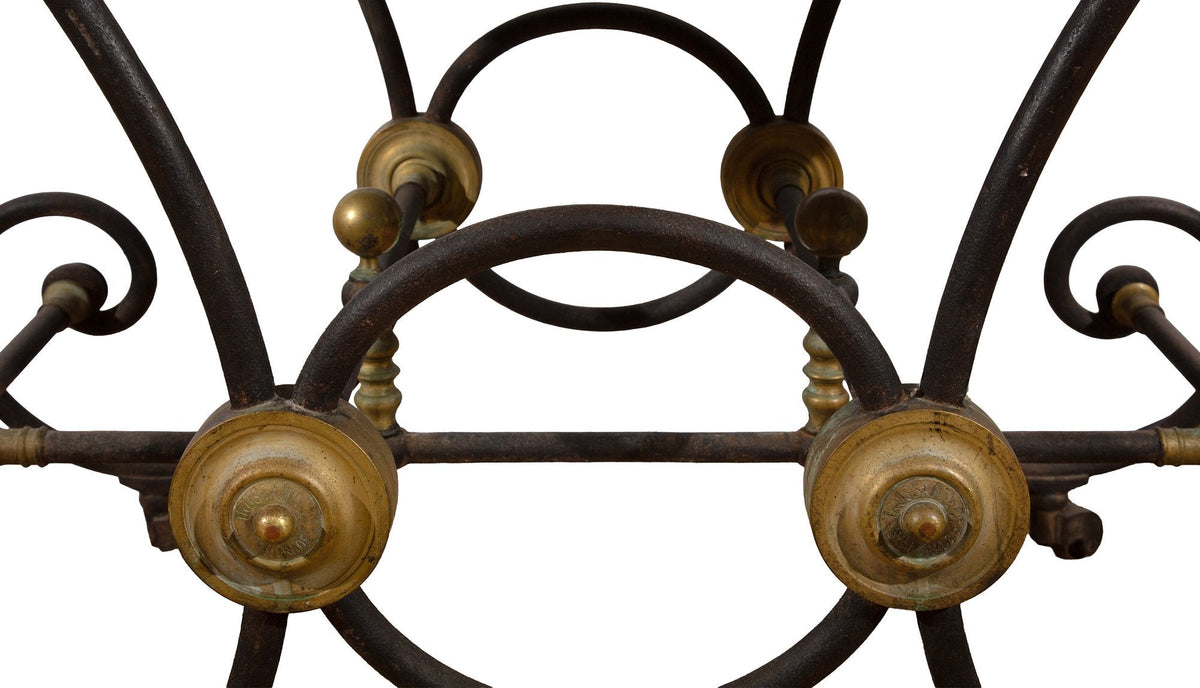 French Industrial Elegance: 19th Century French Butcher Table Carved Marble Top