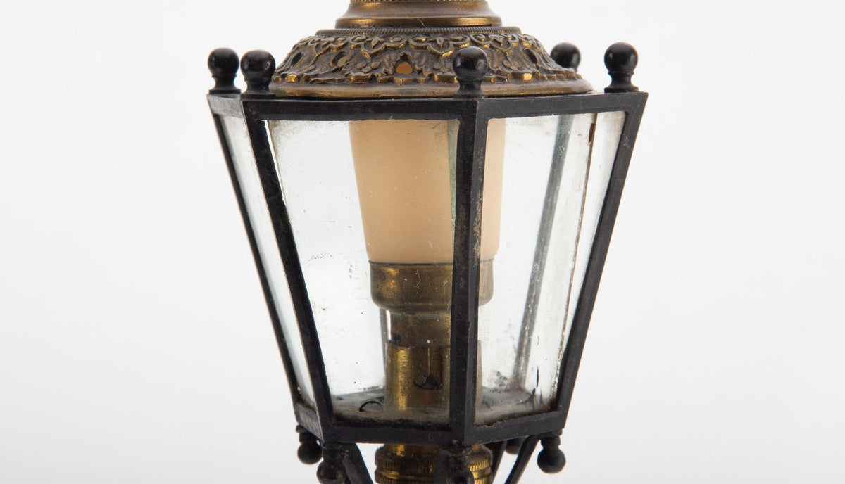 Pair of 19th Century Parisian Bronze Lamp-Post Form Table Lamps