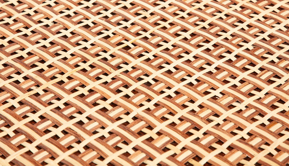 Brown and Tan Rattan Square Side Table by Creel and Gow